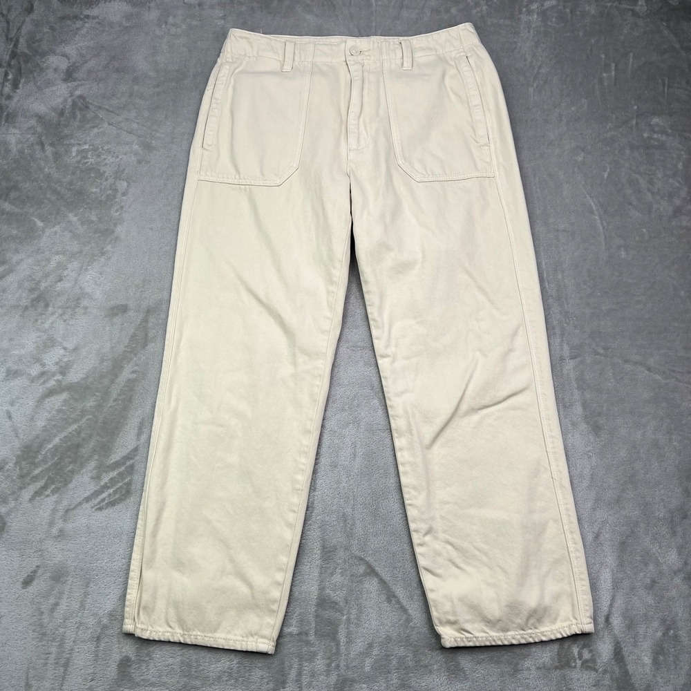 Paige Jeans Womens 27 Butter Ecru Kirby Cropped Straight Leg Jeans Preppy Denim‎